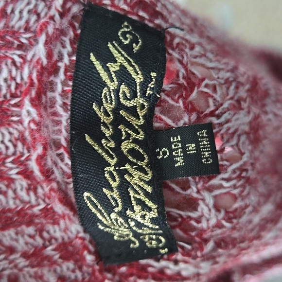 ABSOLUTELY FAMOUS Burgundy Beige open front long line cardigan waterfall Small - Picture 8 of 9